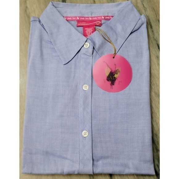 Lady Vesi Women Button Down Shirt French Blue Large NWT - Picture 2 of 10